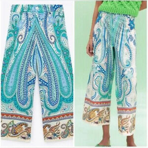 Zara ornament crop pants flare